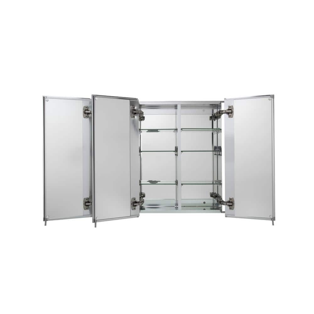 Croydex 30 in. W x 26 in. H Frameless Aluminum Recessed or Surface-Mount Bathroom Medicine Cabinet with Easy Hang System