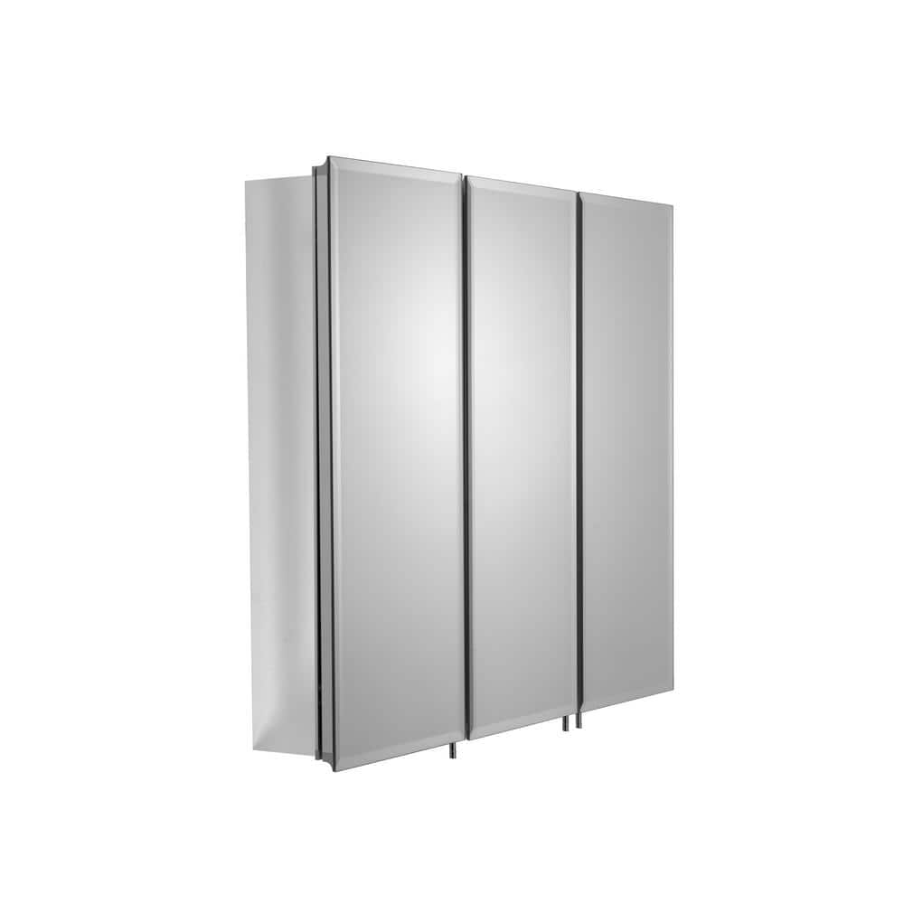 Croydex 30 in. W x 26 in. H Frameless Aluminum Recessed or Surface-Mount Bathroom Medicine Cabinet with Easy Hang System