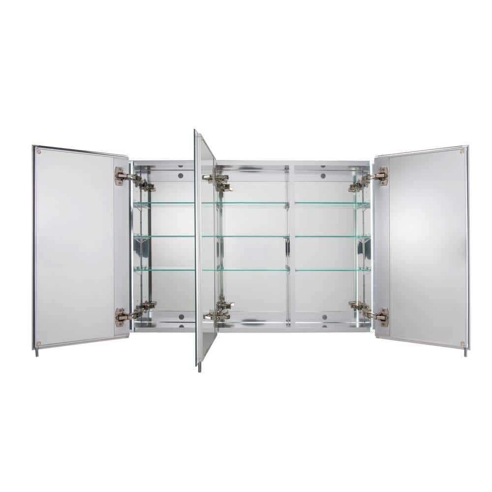 Croydex 36 in. W x 26 in. H x 5-1/4 in. D Frameless Aluminum Recessed or Surface-Mount Medicine Cabinet with Easy Hang System