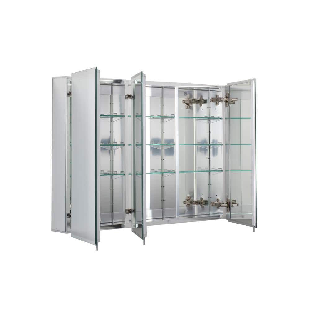Croydex 36 in. W x 26 in. H x 5-1/4 in. D Frameless Aluminum Recessed or Surface-Mount Medicine Cabinet with Easy Hang System