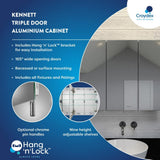 Croydex 36 in. W x 26 in. H x 5-1/4 in. D Frameless Aluminum Recessed or Surface-Mount Medicine Cabinet with Easy Hang System
