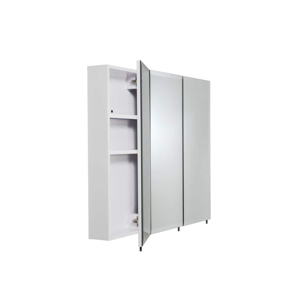 Croydex 36 in. W x 30 in. H x 5-1/4 in. D Frameless Tri-View Surface-Mount Medicine Cabinet with Easy Hang System in White