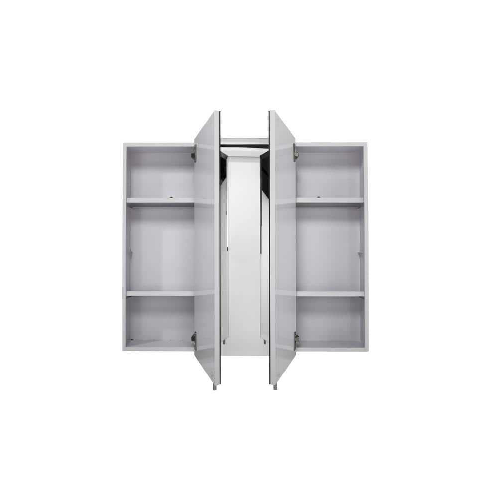 Croydex 36 in. W x 30 in. H x 5-1/4 in. D Frameless Tri-View Surface-Mount Medicine Cabinet with Easy Hang System in White