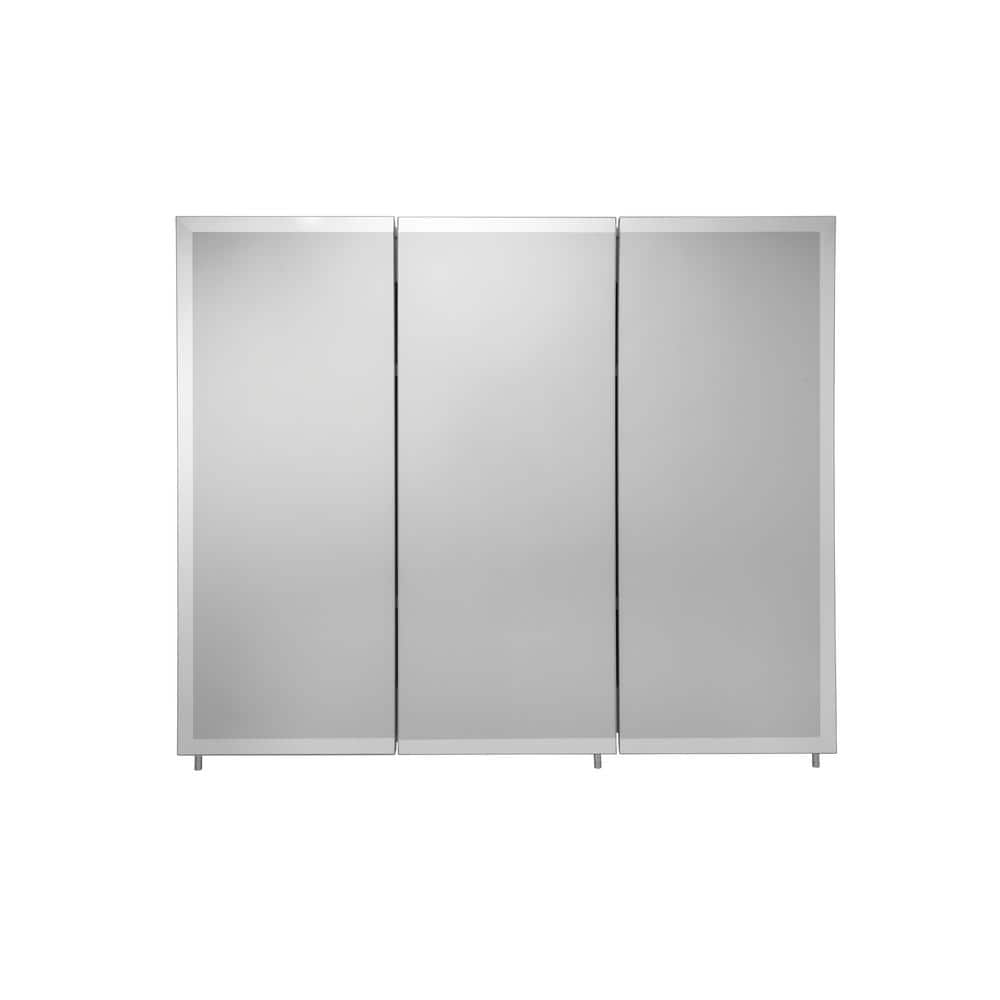 Croydex 36 in. W x 30 in. H x 5-1/4 in. D Frameless Tri-View Surface-Mount Medicine Cabinet with Easy Hang System in White