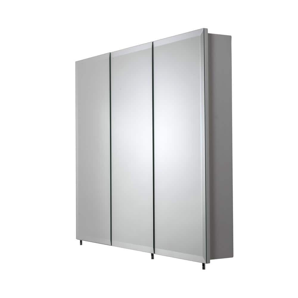 Croydex 36 in. W x 30 in. H x 5-1/4 in. D Frameless Tri-View Surface-Mount Medicine Cabinet with Easy Hang System in White