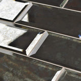 Merola Tile Lustre Beveled Antique Mirror 3 in. x 6 in. Glass Subway Wall Tile (10.95 sq. ft. / Case)