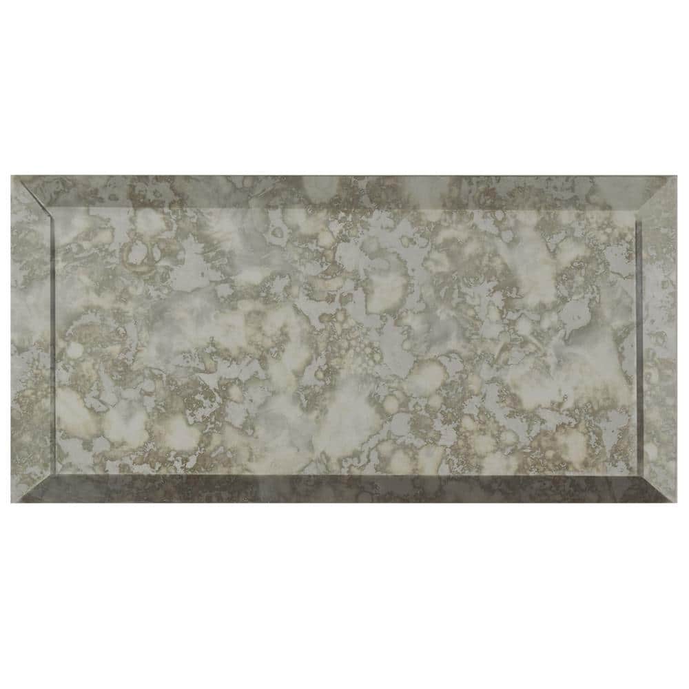 Merola Tile Lustre Beveled Antique Mirror 3 in. x 6 in. Glass Subway Wall Tile (10.95 sq. ft. / Case)