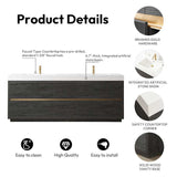Miseno Huesca 84" Free Standing Double Basin Vanity Set with Cabinet and Composite Stone Top – No Mirror (North American Oak)