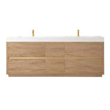 Miseno Huesca 84" Free Standing Double Basin Vanity Set with Cabinet and Composite Stone Top – No Mirror (North American Oak)