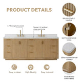 Miseno Cádiz 84" Free Standing Double Basin Vanity Set with Cabinet & Composite Stone Top – Washed Ash Grey