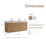 Miseno Cádiz 84" Free Standing Double Basin Vanity Set with Cabinet & Composite Stone Top – Washed Ash Grey