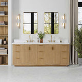 Miseno Cádiz 84" Free Standing Double Basin Vanity Set with Cabinet & Composite Stone Top – Washed Ash Grey