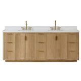 Miseno Cádiz 84" Free Standing Double Basin Vanity Set with Cabinet & Composite Stone Top – Washed Ash Grey