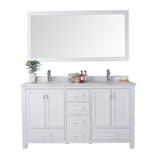 Miseno Prim 60" Free Standing Bathroom Vanity Set – White Solid Oak Cabinet, Cultured Marble Top, Dual Undermount Sinks (Mirror Sold Separately)