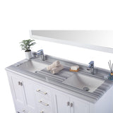Miseno Prim 60" Free Standing Bathroom Vanity Set – White Solid Oak Cabinet, Cultured Marble Top, Dual Undermount Sinks (Mirror Sold Separately)