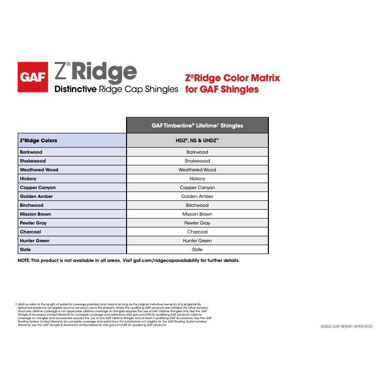 GAF Z-Ridge Distinctive Hip & Ridge Cap Shingles, Mission Brown, 33.3 lin. ft. per Bundle (72-Pieces)
