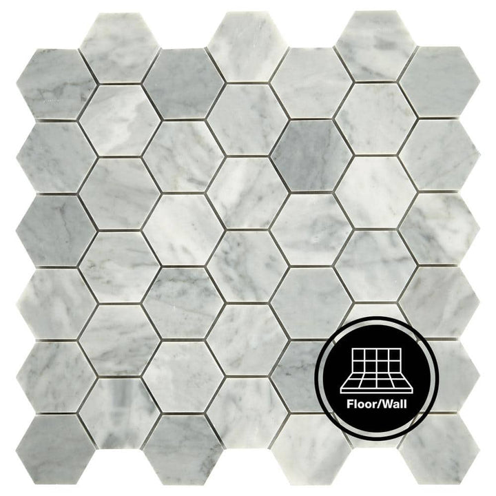 Daltile Restore Mist Honed 12 in. x 12 in. x 8 mm Marble Hexagon Mosaic Floor and Wall Tile (0.97 sq. ft. per Sheet)