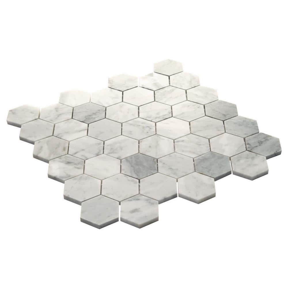Daltile Restore Mist Honed 12 in. x 12 in. x 8mm Marble Hexagon Mosaic Floor and Wall Tile (0.97 sq. ft. per piece)
