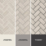 Marazzi Stonehollow 14 in. x 12 in. x 6.35 mm Mist Ceramic Herringbone Mosaic Floor and Wall Tile (0.67 sq. ft. per piece)