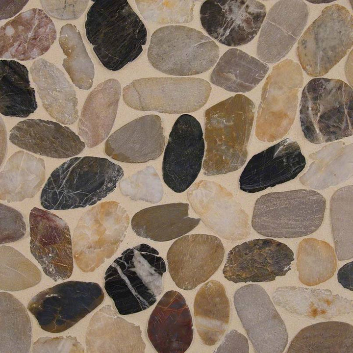 MSI Mix River Rock 12 in. x 12 in. x 10 mm Textured Marble Mesh-Mounted Mosaic Tile (10 sq. ft. / case)