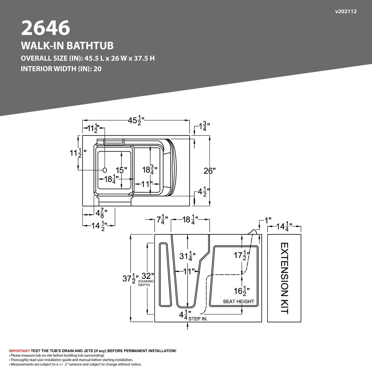 Universal Tubs HD Series 46 in. Left Drain Quick Fill Walk-In Whirlpool and Air Bath Tub with Powered Fast Drain in White