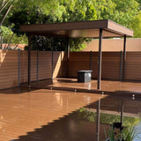 LH EP Complete Kit 6 ft. x 6 ft. Mocha WPC Composite Fence Panel w/Bottom Squared Holders and Post Kits (1 set)
