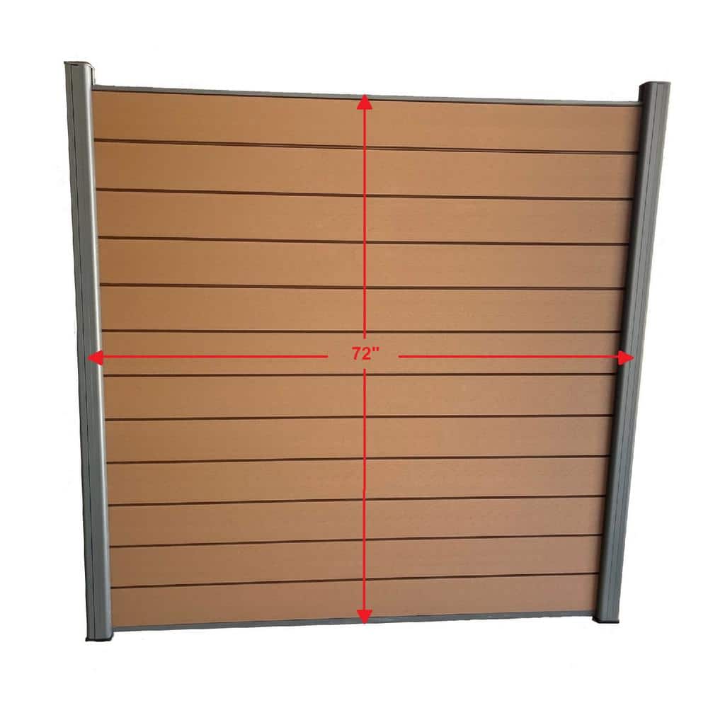 LH EP Complete Kit 6 ft. x 6 ft. Mocha WPC Composite Fence Panel w/Bottom Squared Holders and Post Kits (1 set)