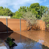 LH EP Complete Kit 6 ft. x 6 ft. Mocha WPC Composite Fence Panel w/Bottom Squared Holders and Post Kits (1 set)
