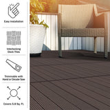 Pure Garden 1 ft. W x 1 ft. L 6 Patio Tiles Wood/Polypropylene Interlocking Deck Tile Flooring in Mocha