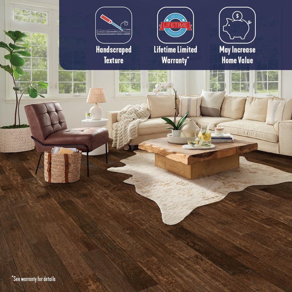 Bruce American Vintage Mocha Oak 3/4 in. T x 5 in. W Scraped Solid Hardwood Flooring (23.5 sq.ft./ctn)