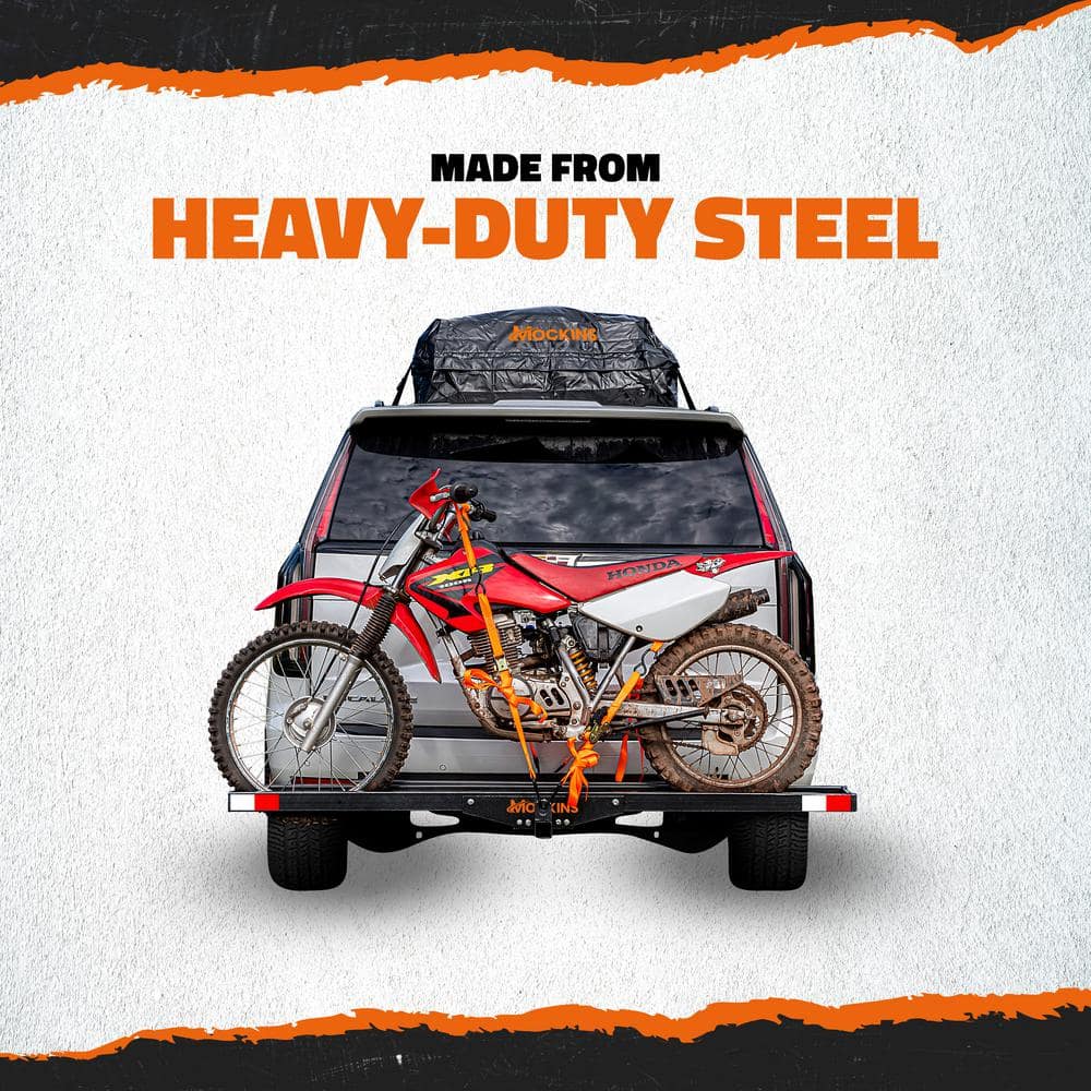 Mockins 510 lbs. Capacity Steel Hitch Mount Dirt Bike Carrier 73" Motorcycle Carrier with Loading Ramp, Straps and Stabilizer