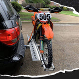 Mockins 500 lb. Capacity Heavy-Duty Steel Hitch Mount Dirt Bike Carrier 73in. Includes Loading Ramp, Straps and Hitch Stabilizer