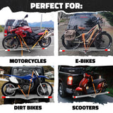 Mockins 500 lb. Capacity Heavy-Duty Steel Hitch Mount Dirt Bike Carrier 73in. Includes Loading Ramp, Straps and Hitch Stabilizer