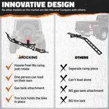 Mockins 510 lbs. Capacity Dirt Bike Hitch Hauler - Ramp Free, Tilting Design for Easy 1-Person Loading - Gas Can Attachment