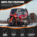 Mockins 510 lbs. Capacity Dirt Bike Hitch Hauler - Ramp Free, Tilting Design for Easy 1-Person Loading - Gas Can Attachment