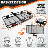 Mockins 70 in. x 30 in. x 6 in. 500 lbs Capacity XL Hitch Cargo Carrier w/Rear Lights, 40 CuFt Red Cargo Bag, Locks and Straps