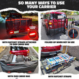 Mockins 70 in. x 30 in. x 6 in. 500 lbs Capacity XL Hitch Cargo Carrier w/Rear Lights, 40 CuFt Red Cargo Bag, Locks and Straps