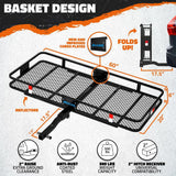 Mockins 60 in. x 20 in. x 6 in. Hitch Cargo Carrier Basket w/16 cu. ft. Waterproof Cargo Bag-Folding Shank and 2 in. Raise-Blue