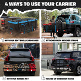 Mockins 60 in. x 20 in. x 6 in. Hitch Cargo Carrier Basket w/16 cu. ft. Waterproof Cargo Bag-Folding Shank and 2 in. Raise-Blue