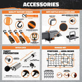 Mockins 500 lbs. Capacity Hitch Mount Cargo Carrier Set with Net, Basket, Straps, Foldable Shank and 2 in. Raise