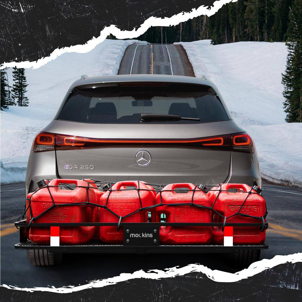Mockins 500 lbs. Capacity Hitch Mount Cargo Carrier Set with Net, Basket, Straps, Foldable Shank and 2 in. Raise