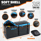 Mockins 500 lbs. Capacity XL Hitch Mount Cargo Carrier Set - Folding Shank and 2 in. Raise, Cargo Bag, Net, Straps, Locks - Blue