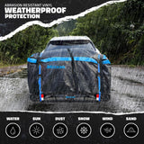 Mockins 500 lbs. Capacity XL Hitch Mount Cargo Carrier Set - Folding Shank and 2 in. Raise, Cargo Bag, Net, Straps, Locks - Blue