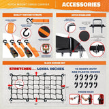 Mockins 60 in. x 24 in. x 6 in. Rustproof Cargo Carrier Hitch Mount 500 lbs. Cap Cargo Basket with Foldable Hitch Armand Net