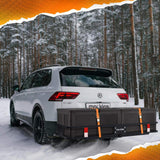 Mockins 60 in. x 24 in. x 6 in. Rustproof Cargo Carrier Hitch Mount 500 lbs. Cap Cargo Basket with Foldable Hitch Armand Net