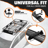 Mockins 260 lbs. Capacity Extendable Roof Rack Rooftop Cargo Carrier with Net and Ratchet Straps, Extends from 43-64 in. Long