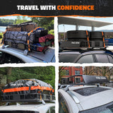 Mockins 260 lbs. Capacity Extendable Roof Rack Rooftop Cargo Carrier with Net and Ratchet Straps, Extends from 43-64 in. Long