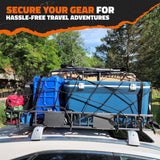 Mockins 260 lbs. Capacity Extendable Roof Rack Rooftop Cargo Carrier with Net and Ratchet Straps, Extends from 43-64 in. Long