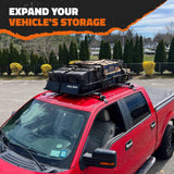 Mockins 260 lbs. Capacity Extendable Roof Rack Rooftop Cargo Carrier with Net and Ratchet Straps, Extends from 43-64 in. Long