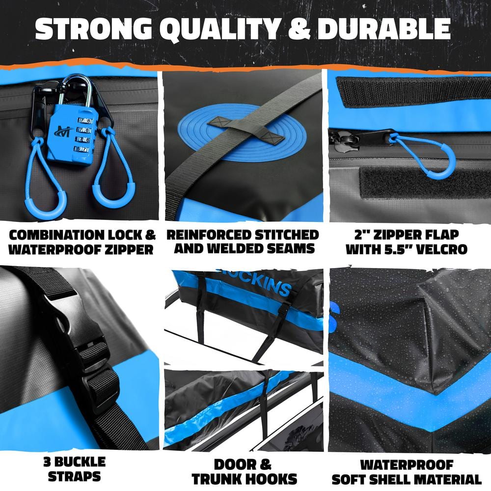 Mockins 84 in. x 39 in. x 6 in. Expandable Rooftop Cargo Carrier with 35 cu. ft. Waterproof Cargo Bag, Net, and Straps
